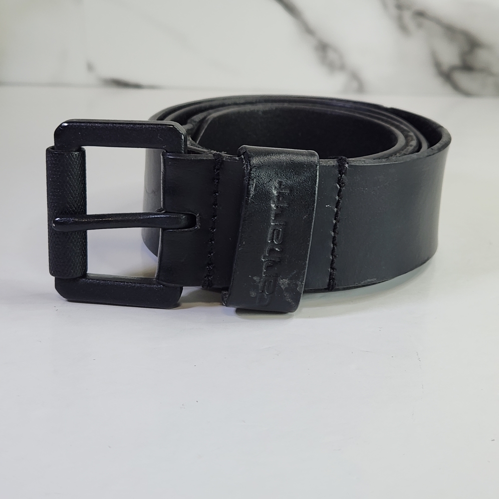 Carhartt Black Genuine Leather Men’s Belt with Matte Buckle
